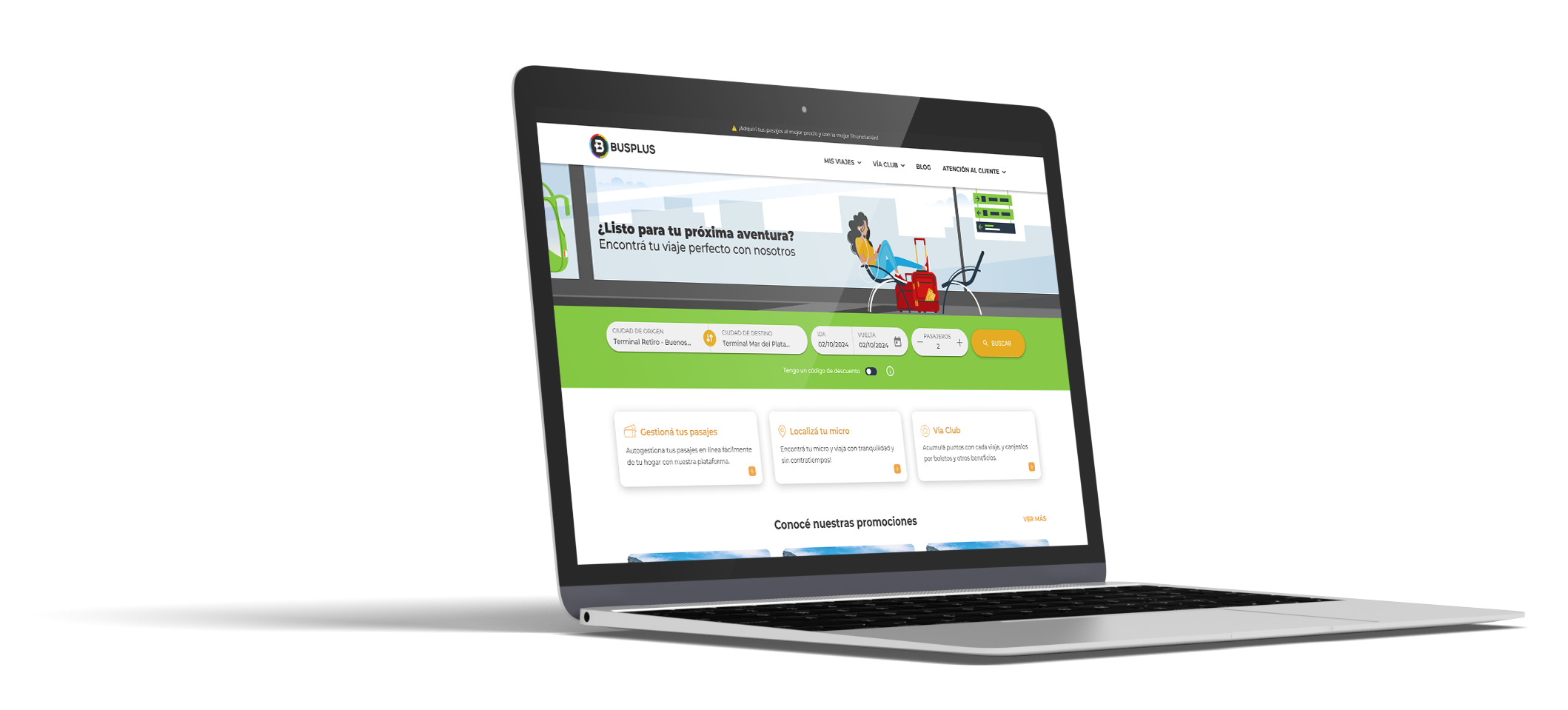 Sitio mostrado en una notebook
